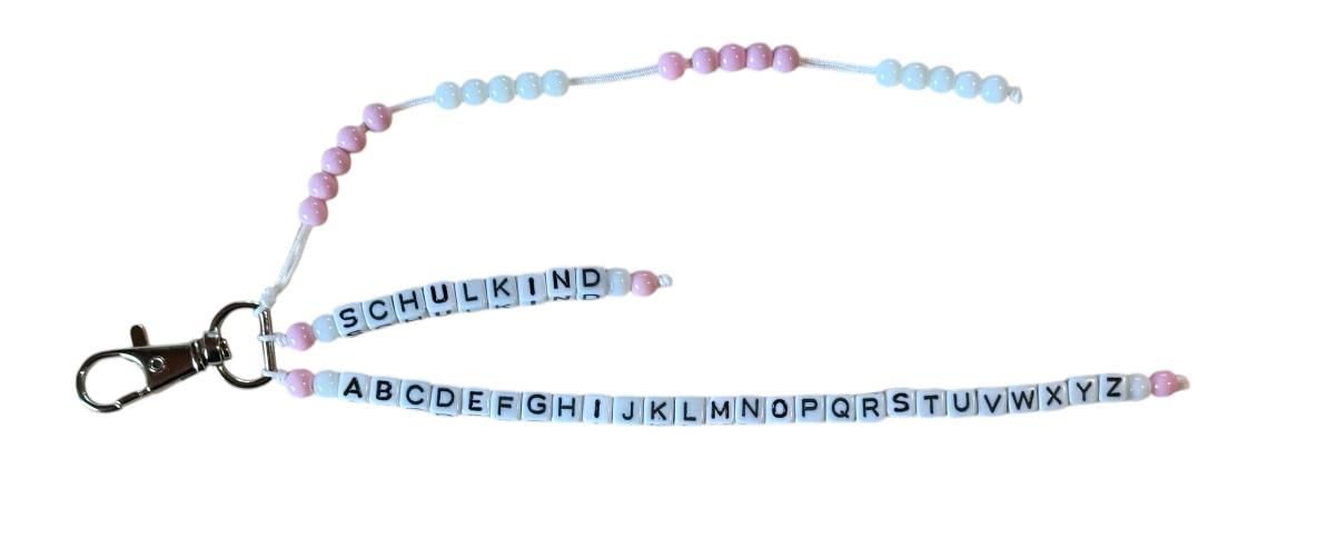 🌸 Personalisierte ABC-/Rechenkette – Rosa & Weiß – Einschulungsgeschenk mit Wunschname