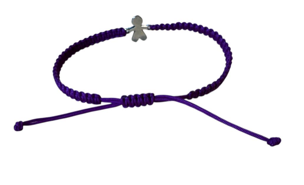 Makramee Armband mit silbernem Kind-Anhänger – personalisierbar & handgefertigt (S33)