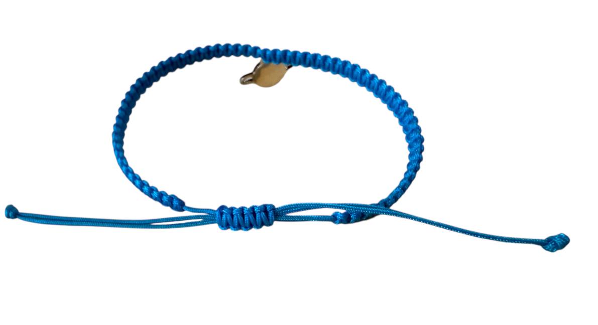 Makramee Armband mit Planet-Anhänger – handgefertigt in Blau & Silber 🌍