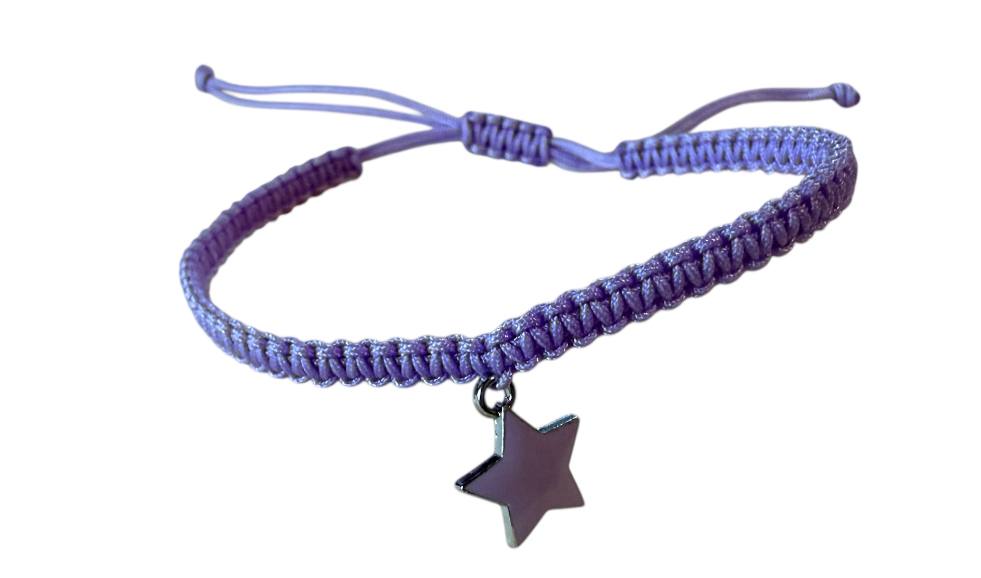 Makramee Armband Stern ⭐ | Handgefertigt in Flieder – Symbol für Hoffnung & Träume