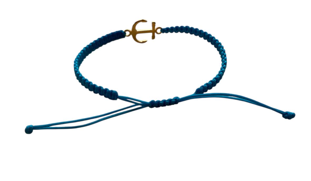 Makramee Armband mit Anker & "Love"-Gravur – Handgemacht – 38 Farben & 5 Größen – Goldfarbener Anhänger (G21)