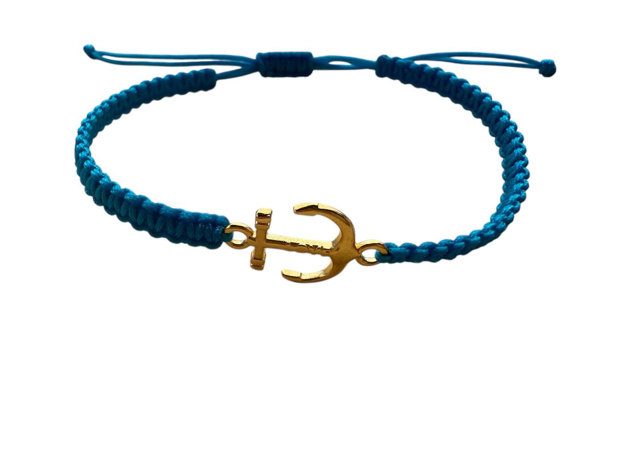 Makramee Armband mit Anker & "Love"-Gravur – Handgemacht – 38 Farben & 5 Größen – Goldfarbener Anhänger (G21)