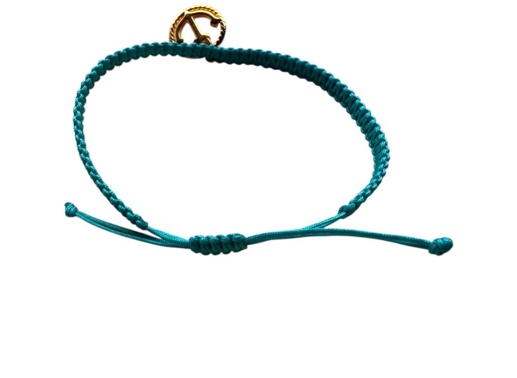 Makramee Armband mit Anker Anhänger – personalisierbar in 38 Farben – Gold – Symbol für Halt & Vertrauen (G22)