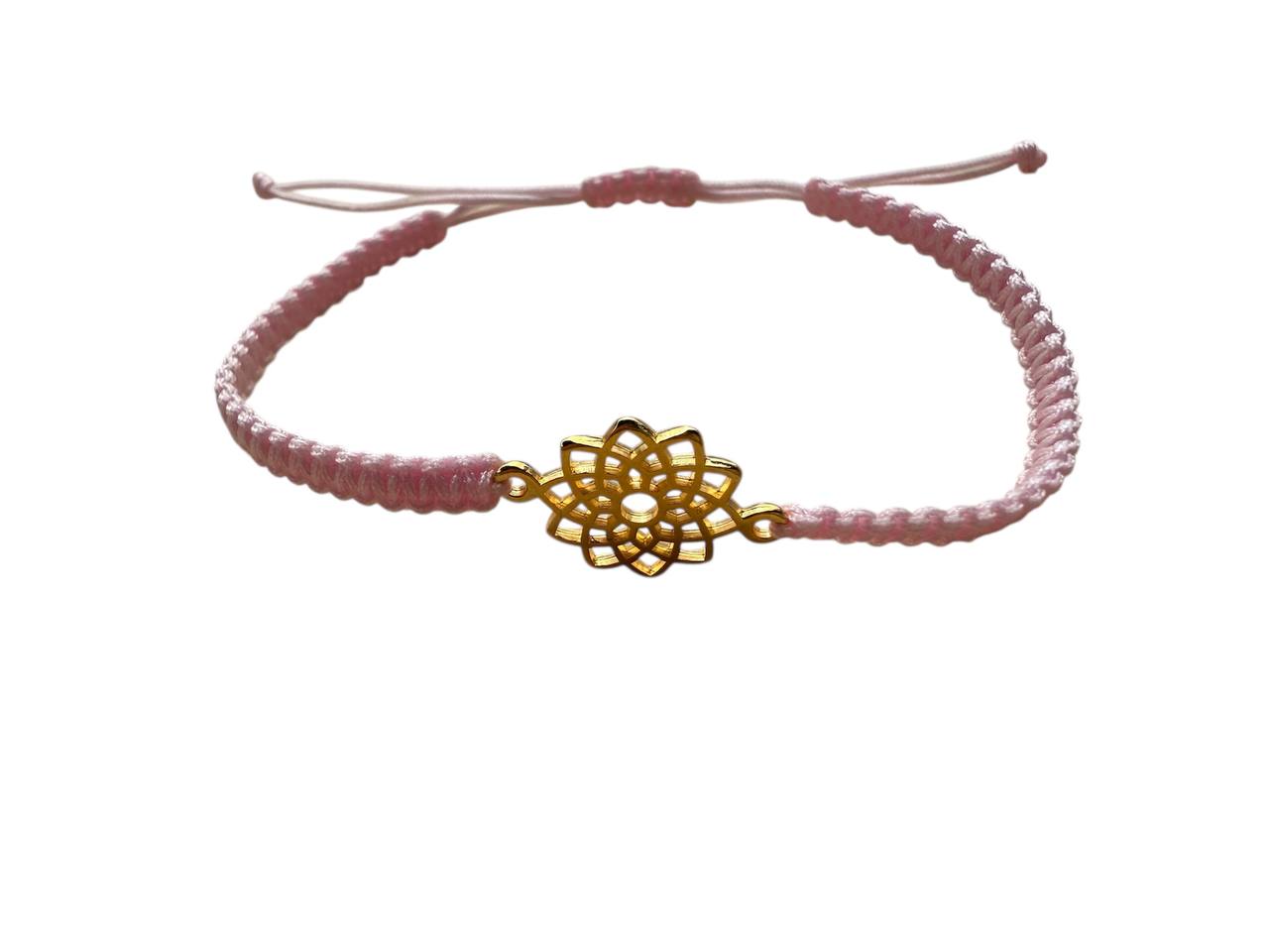 Makramee Armband mit Mandala Anhänger Gold – Handgemacht – Verstellbar – Spiritueller Schmuck – In vielen Farben & Größen (G27)