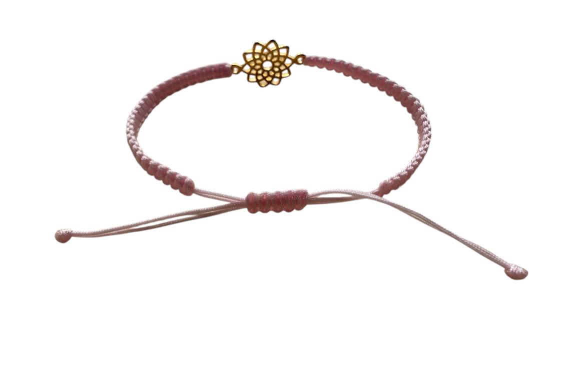 Makramee Armband mit Mandala Anhänger Gold – Handgemacht – Verstellbar – Spiritueller Schmuck – In vielen Farben & Größen (G27)