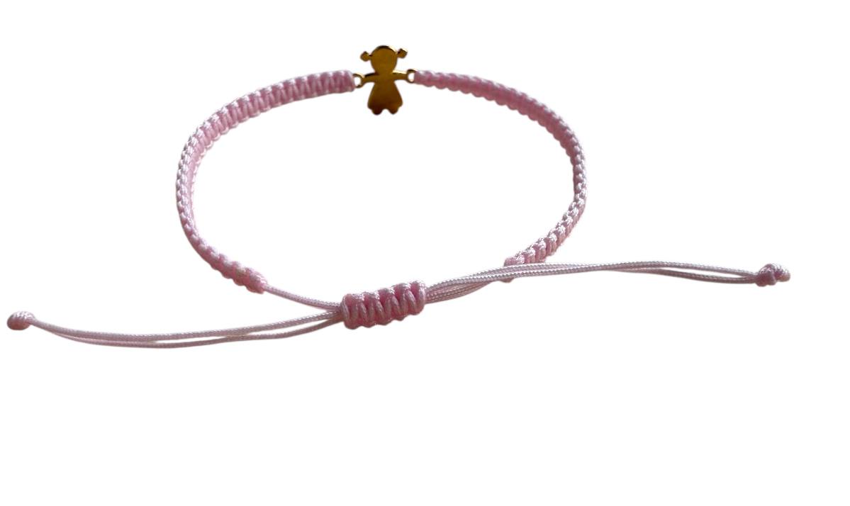 Handgemachtes Makramee Armband mit goldenem Kind-Anhänger 👶 – in 38 Farben & 5 Größen (G40)