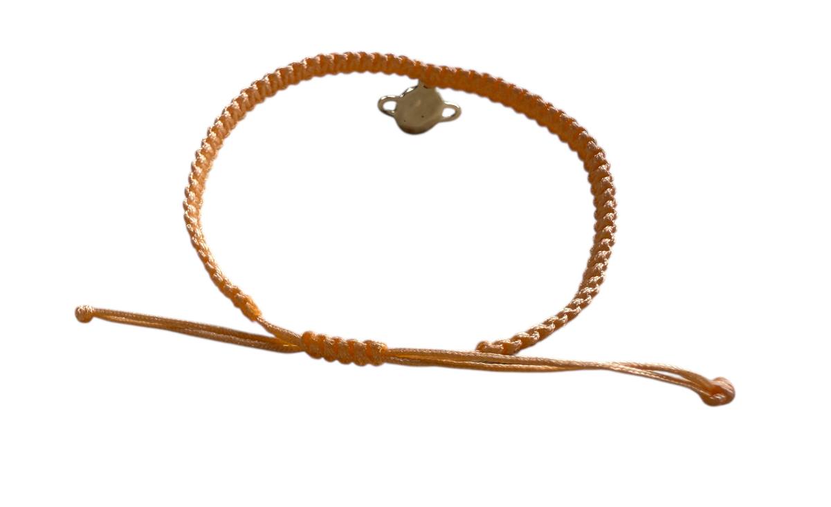 Handgefertigtes Makramee Armband mit Silber-Aprikose Planet đ Verstellbar & Stylisch