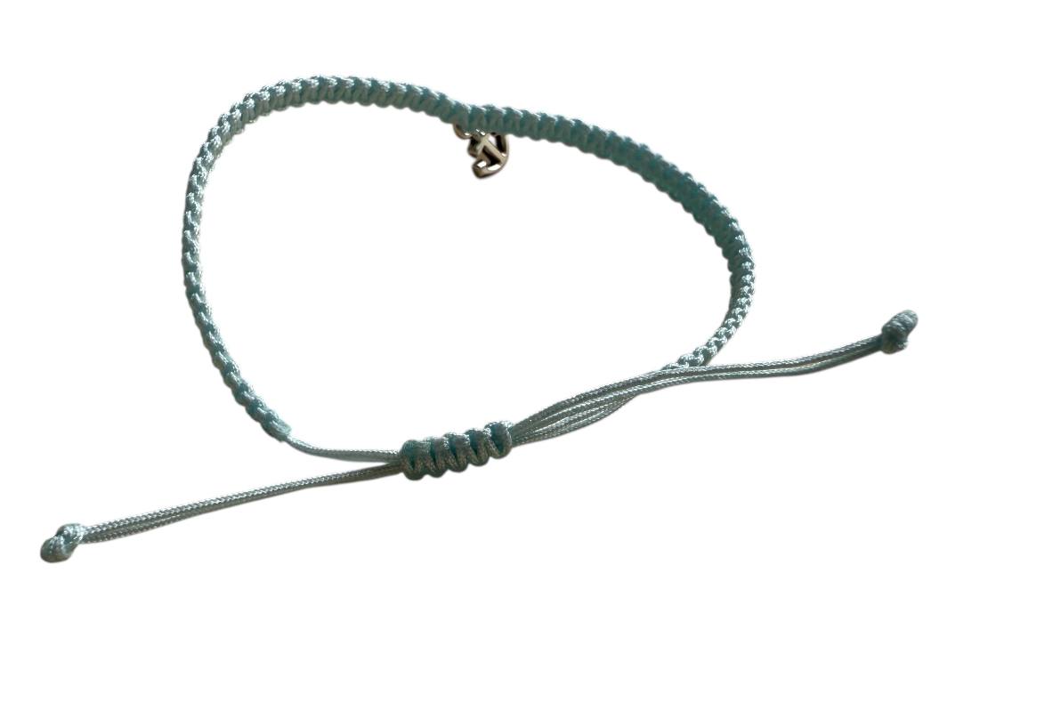 Makramee Armband Hellblau mit Silber Anker ⚓ | Verstellbar 16-20cm | Handgefertigt
