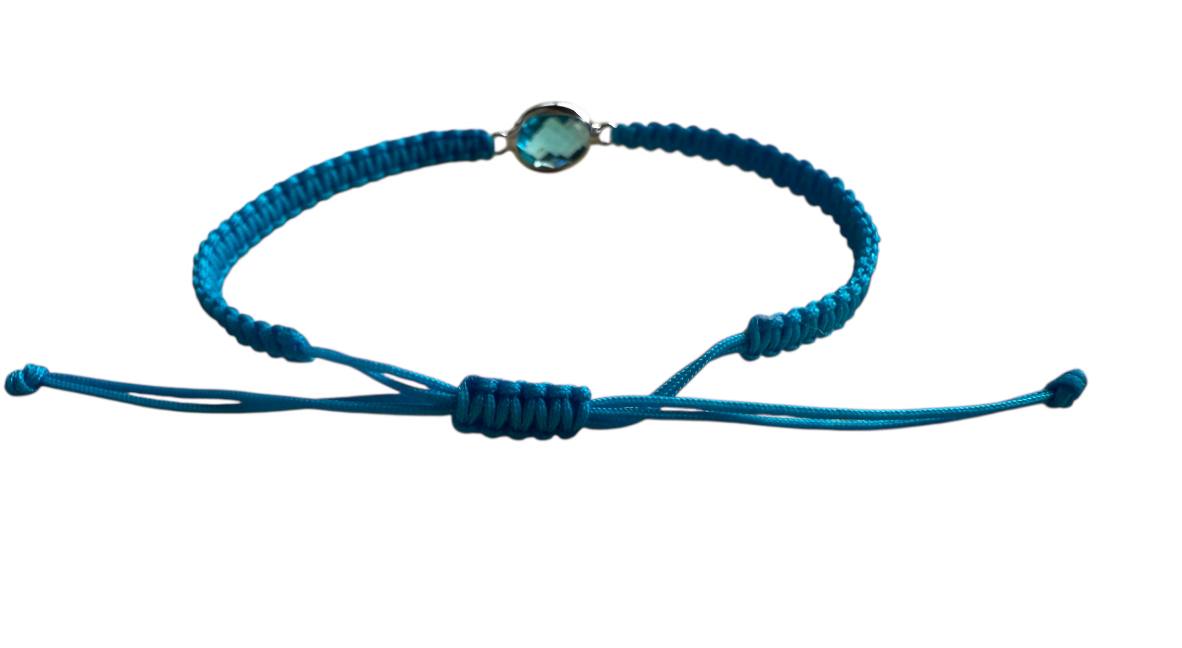 Handgefertigtes Makramee Armband Blau mit Silber Anhänger & Blauem Glas ✨