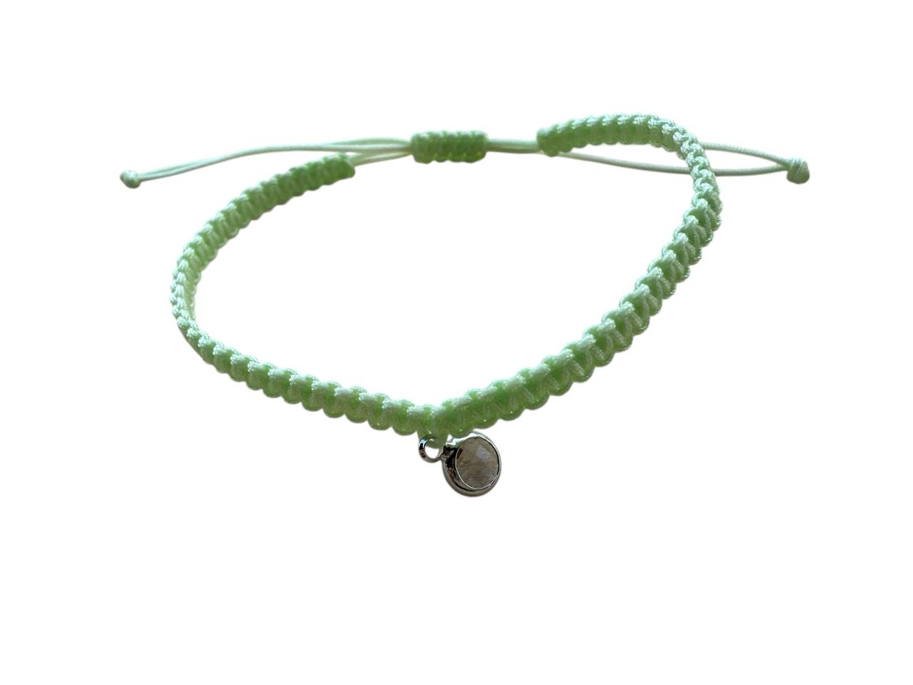 Makramee Armband mit Silberanhänger & transparentem Glas đ â handgefertigt & verstellbar