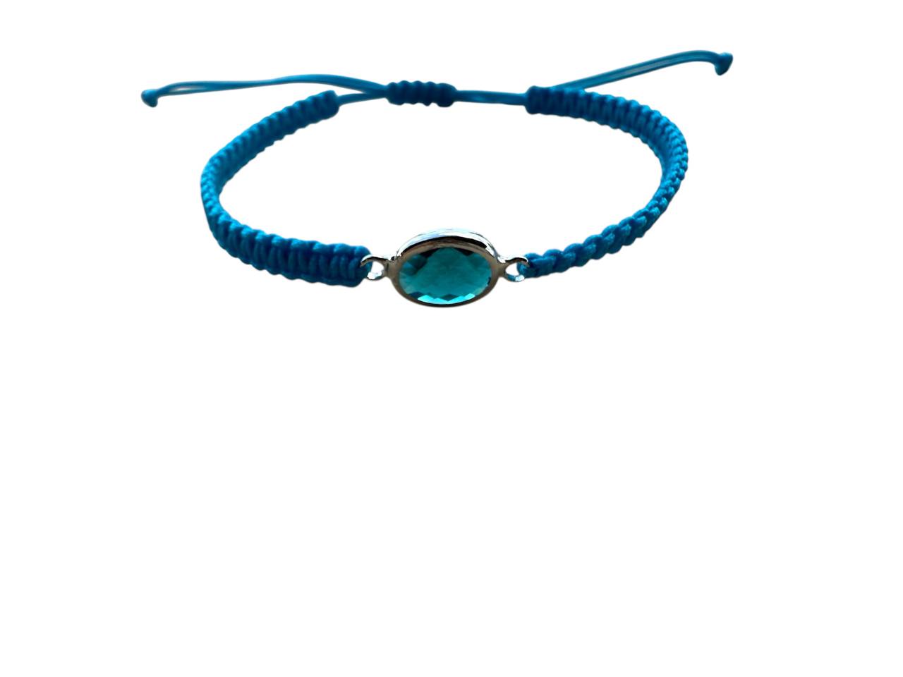 Makramee Armband mit blauem Glasstein đ â personalisierbar in Farbe & GröĂe â handgemacht