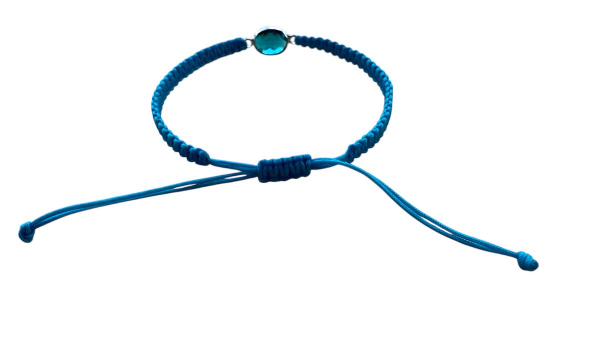 Makramee Armband mit blauem Glasstein đ â personalisierbar in Farbe & GröĂe â handgemacht