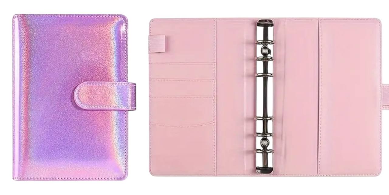 Budgetplaner A6 Rosa Schimmernd mit Magnetverschluss – personalisierbar | Dein stylischer Begleiter für effektives Budgeting