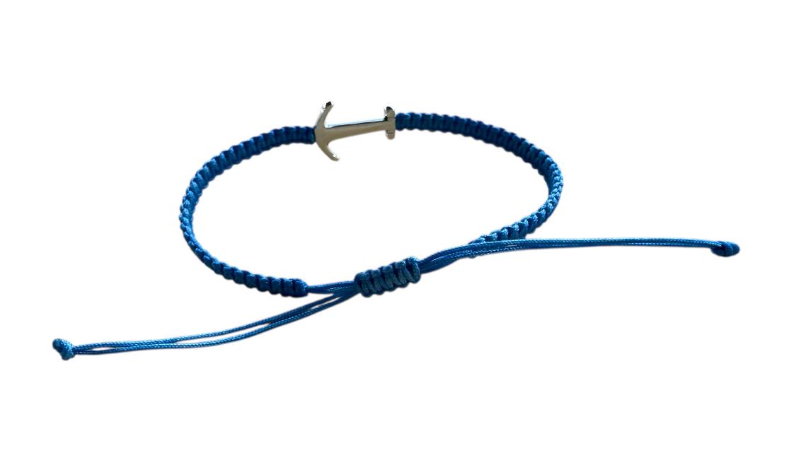 Makramee-Armband mit Anker ⚓ Blau & Silber | Handgemacht | Verstellbar 16–20 cm