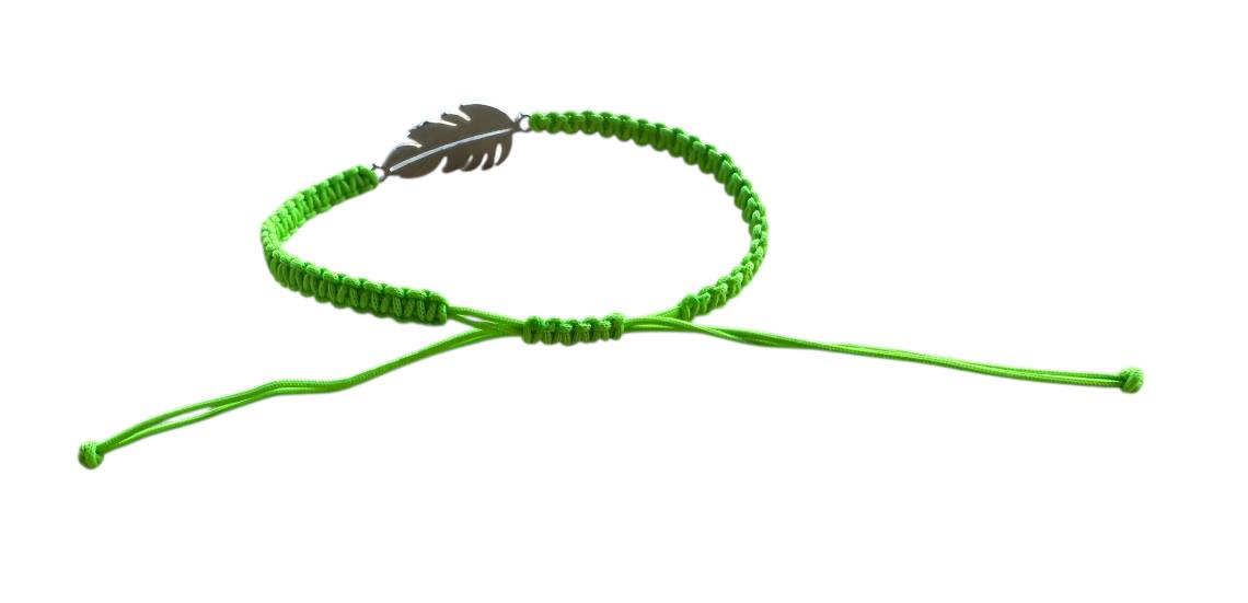 Handgemachtes Makramee Armband mit Blatt 🌿 Silber | Grün | Verstellbar | Boho Stil