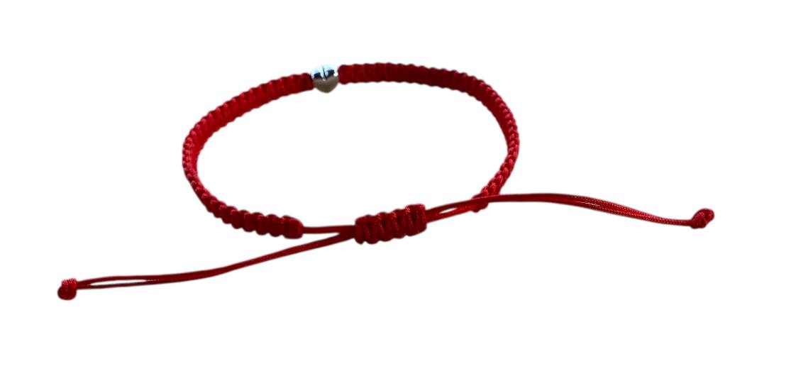 Handgemachtes Makramee Armband ❤ Silbernes Herz | Rot | Verstellbar 16–20cm