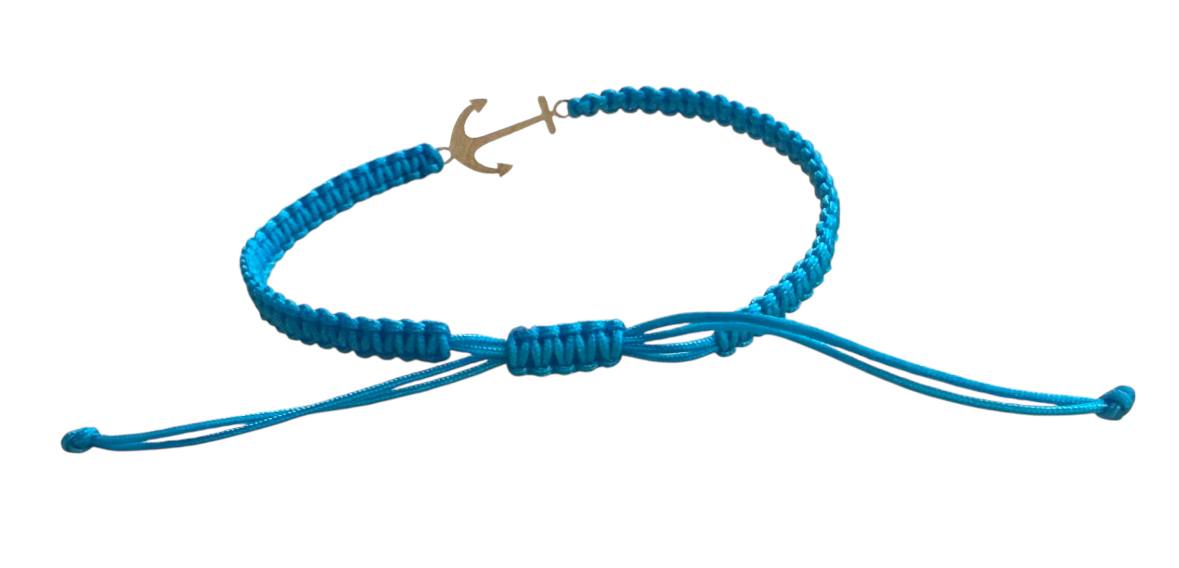 Makramee Armband mit Anker-Anhänger ⚓ – Blau | Handgemacht & Verstellbar