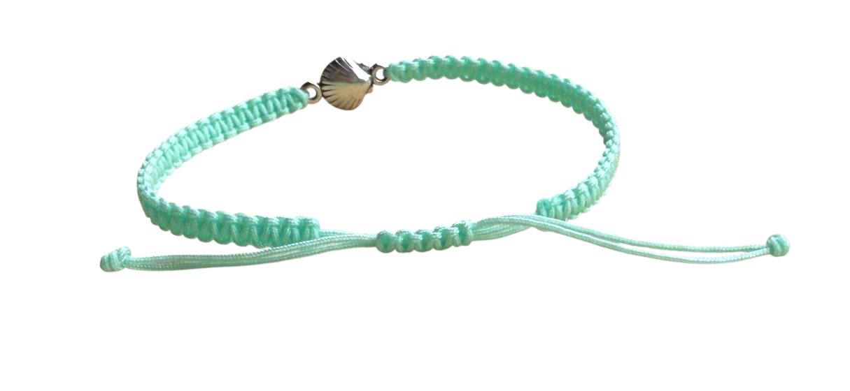 Makramee Armband mit Silber-Muschel 🐚 | Handgemacht | Wählbare Farben & Größen
