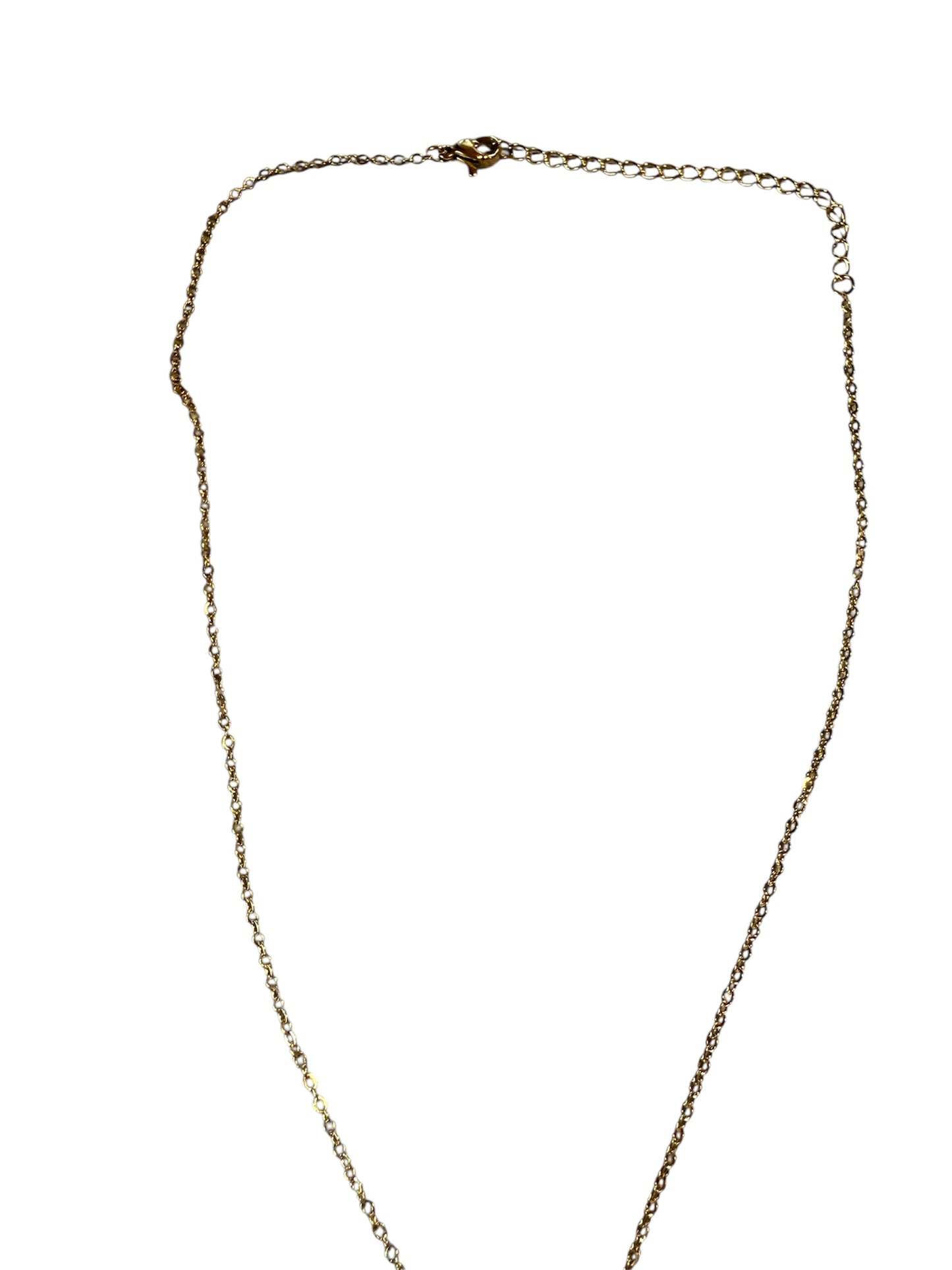 Goldene Edelstahl Halskette mit hellgrünem Naturstein & Kreuz – 45cm | 15x10mm Anhänger