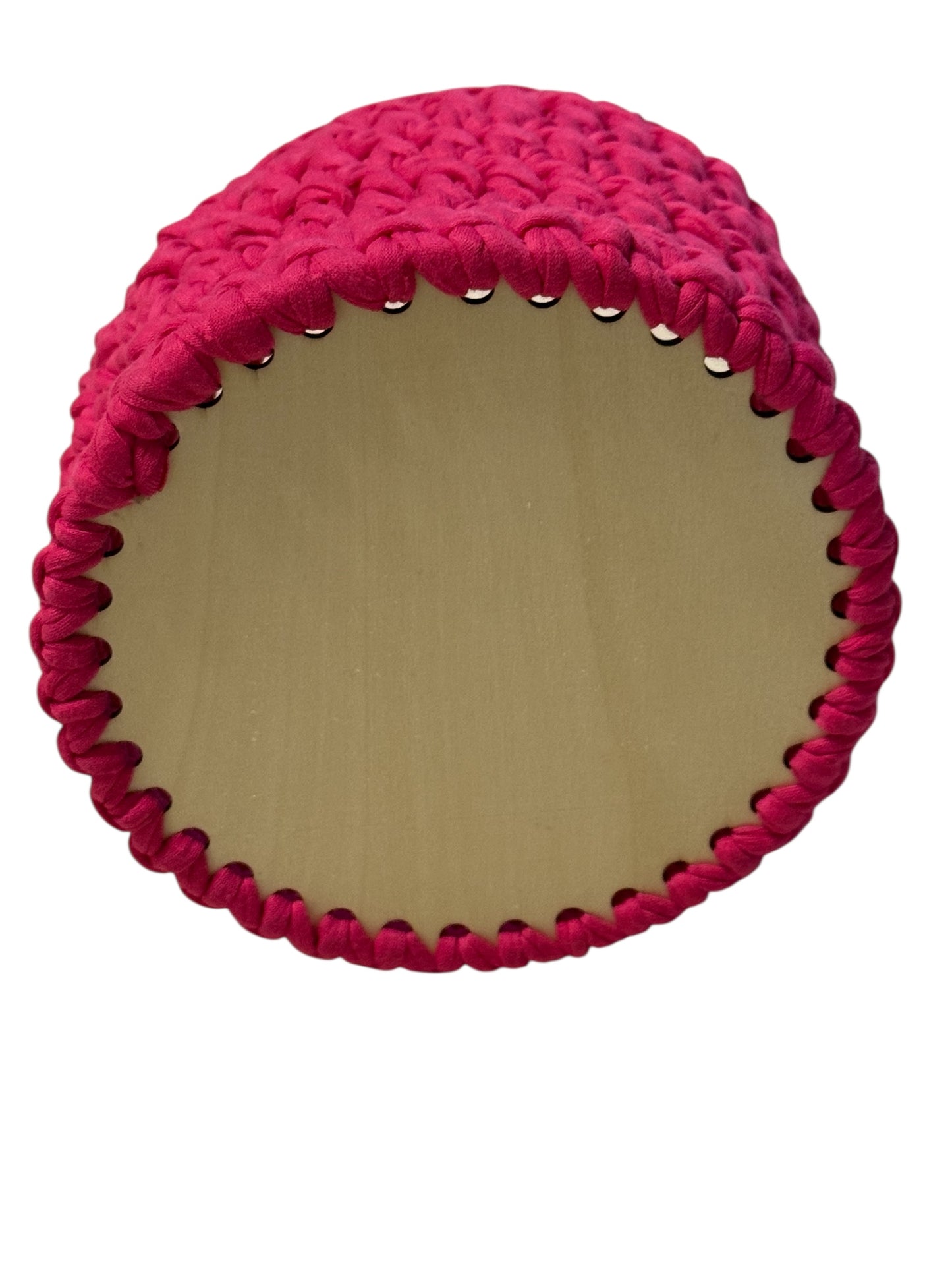 Gehäkelter Aufbewahrungskorb Pink mit Holzboden – 15,5 x 12 cm | Handgemacht