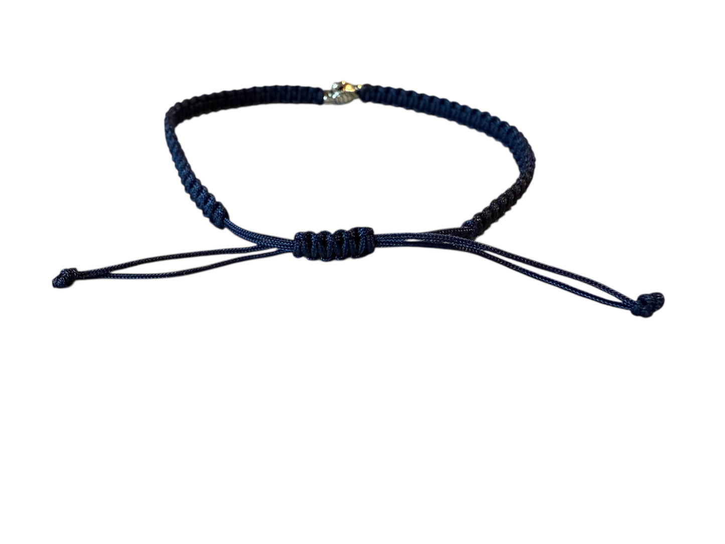 Makramee Armband mit Schildkröte 🐢 | Dunkelblau & Silber | Handgemacht | verstellbar (16–20 cm)