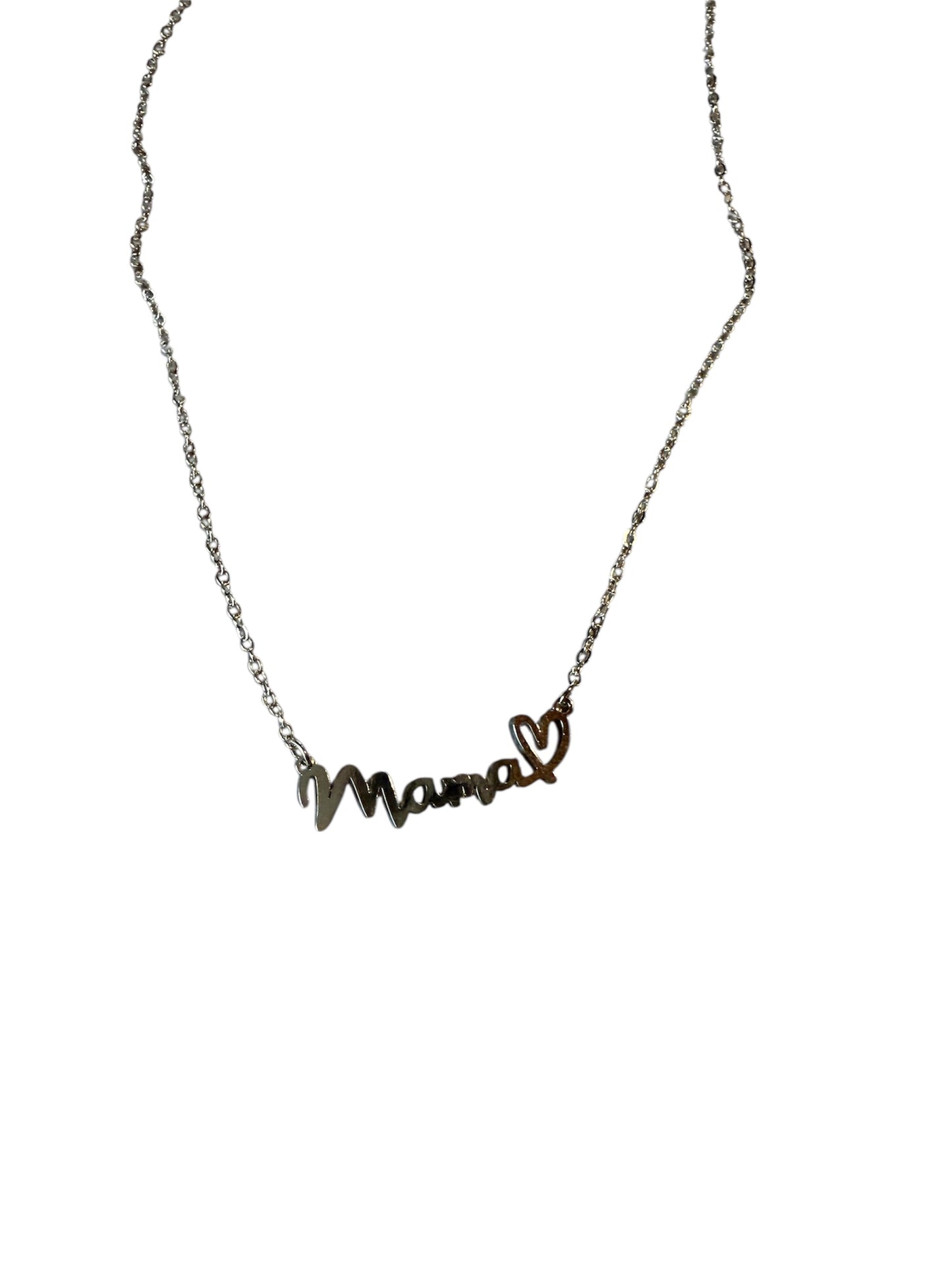 Silberne Edelstahl Halskette mit "Mama" Schriftzug & Herz | 45cm | Emotionale Geschenkidee