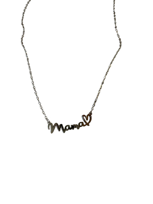 Silberne Edelstahl Halskette mit "Mama" Schriftzug & Herz | 45cm | Emotionale Geschenkidee