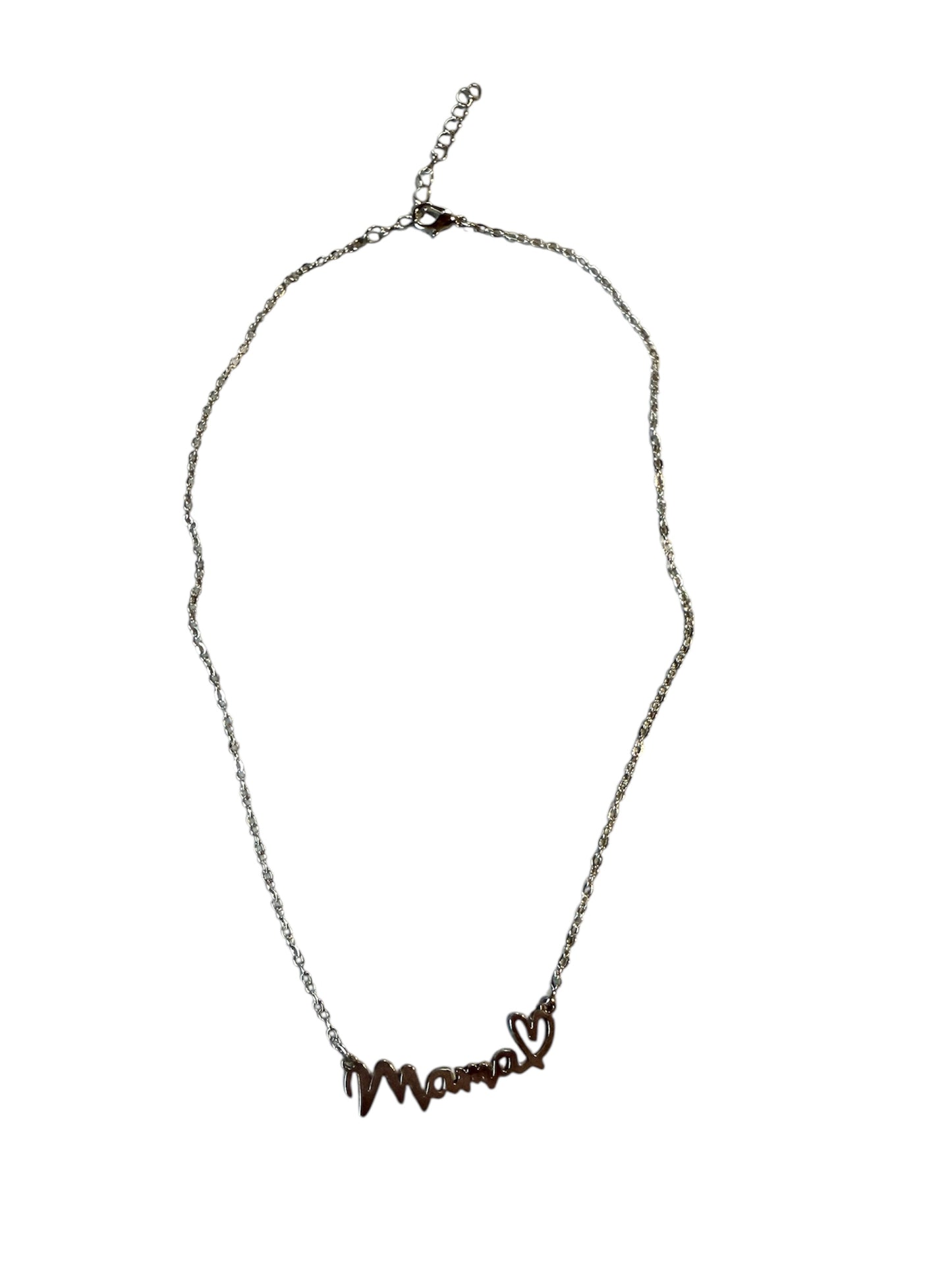 Silberne Edelstahl Halskette mit "Mama" Schriftzug & Herz | 45cm | Emotionale Geschenkidee