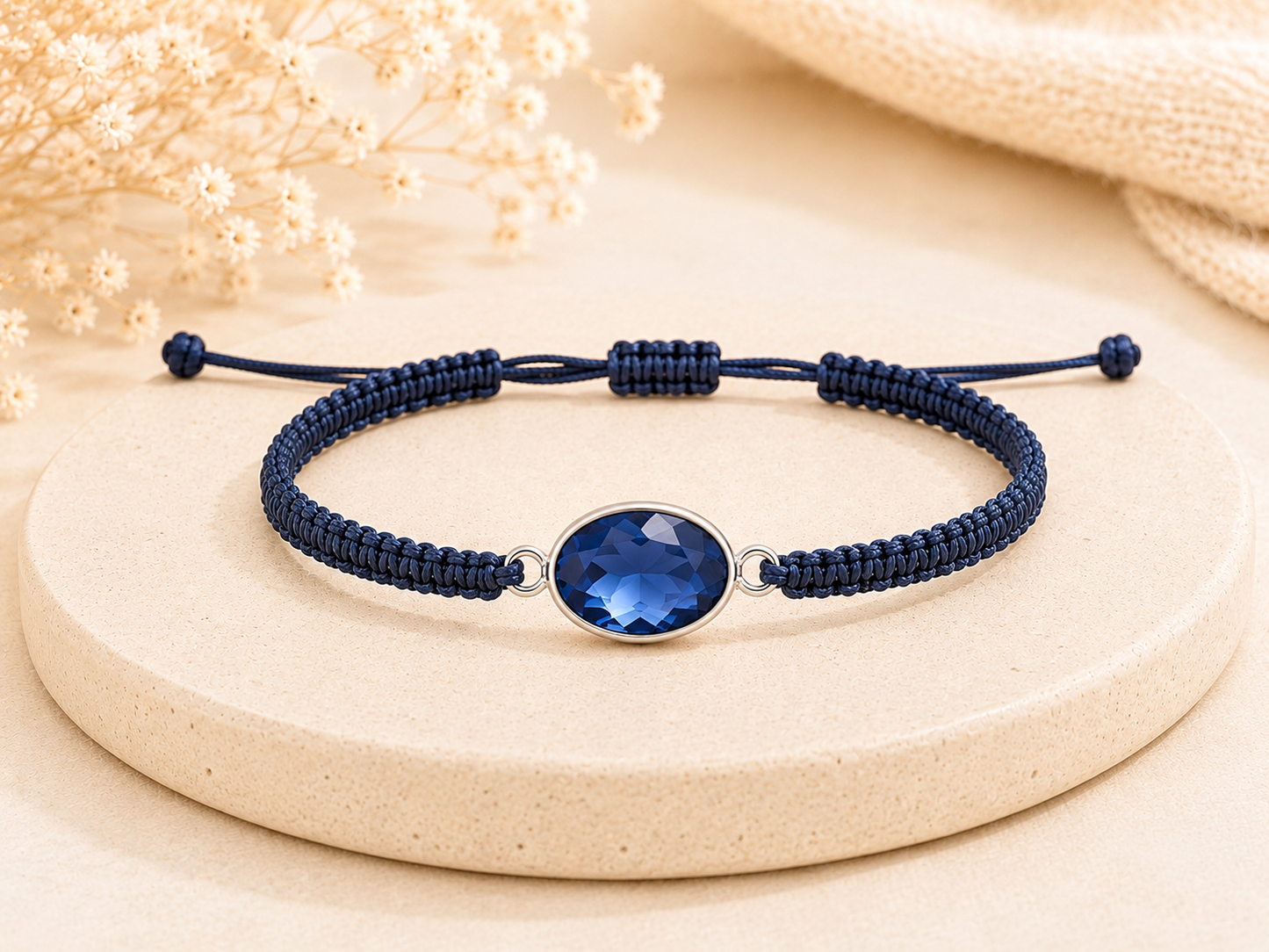 Makramee Armband mit Glasstein – Edelstahl Armband Damen | Verstellbares Freundschaftsarmband | 38 Bandfarben