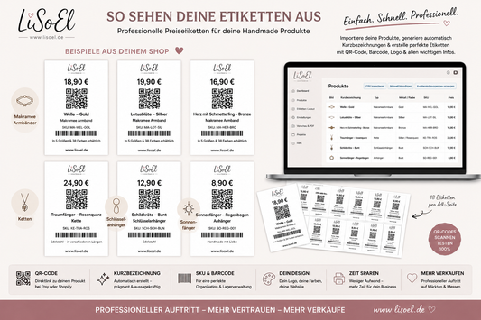 MarktLabel Studio – Preisetiketten Generator mit QR-Code | Shopify CSV-Import | PDF Etiketten für Handmade Shops & Märkte