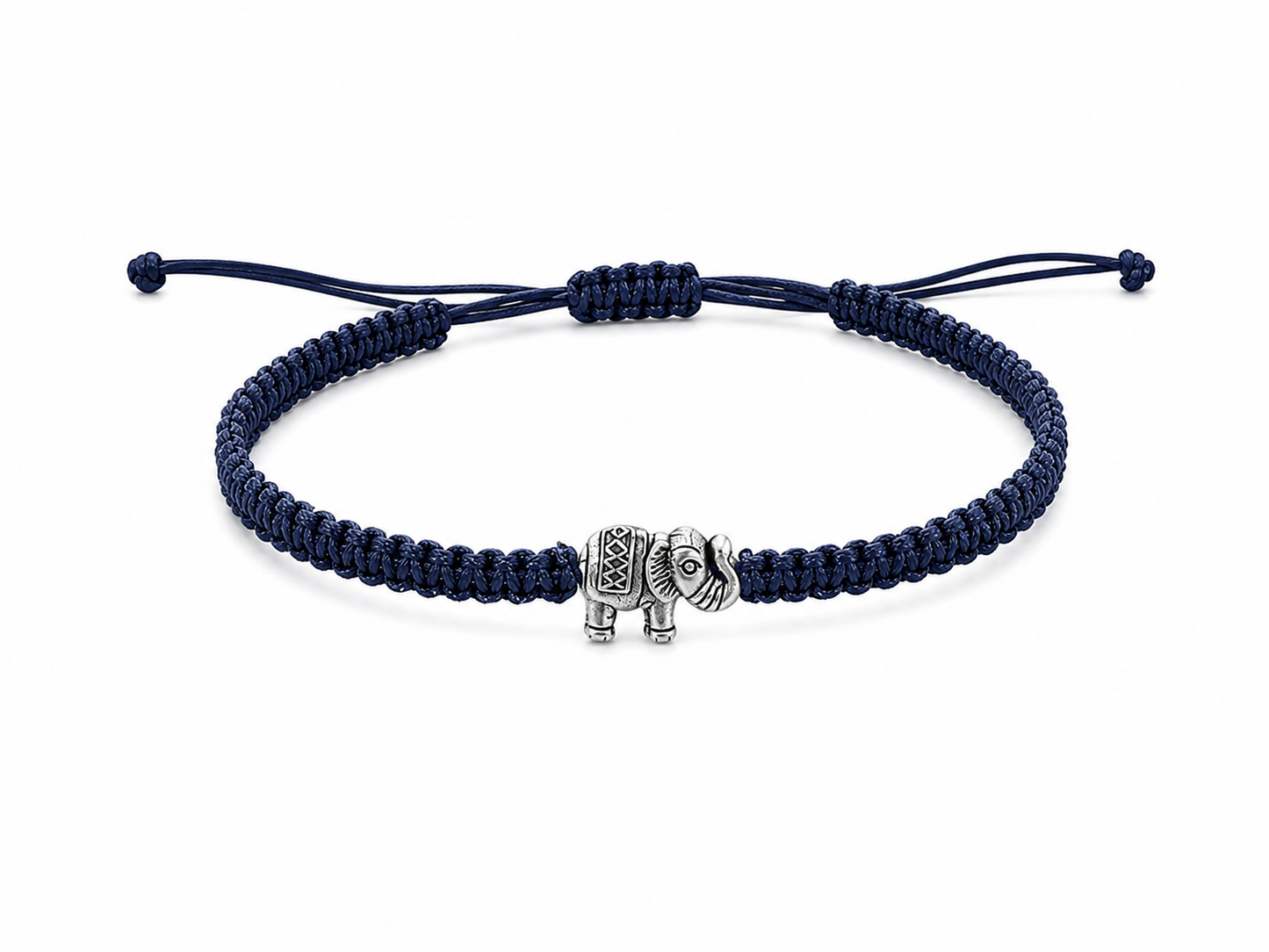Makramee Armband Elefant – Verstellbares Edelstahl Armband | Glücksbringer | Boho Schmuck | 38 Bandfarben | 5 Größen