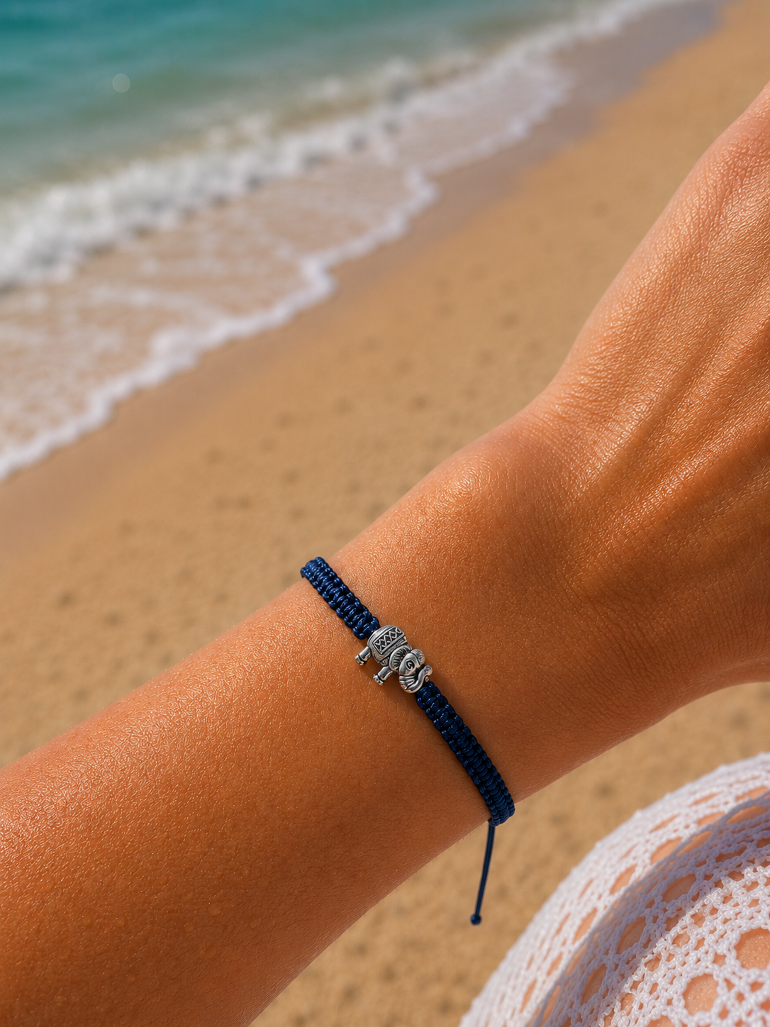 Makramee Armband Elefant – Verstellbares Edelstahl Armband | Glücksbringer | Boho Schmuck | 38 Bandfarben | 5 Größen