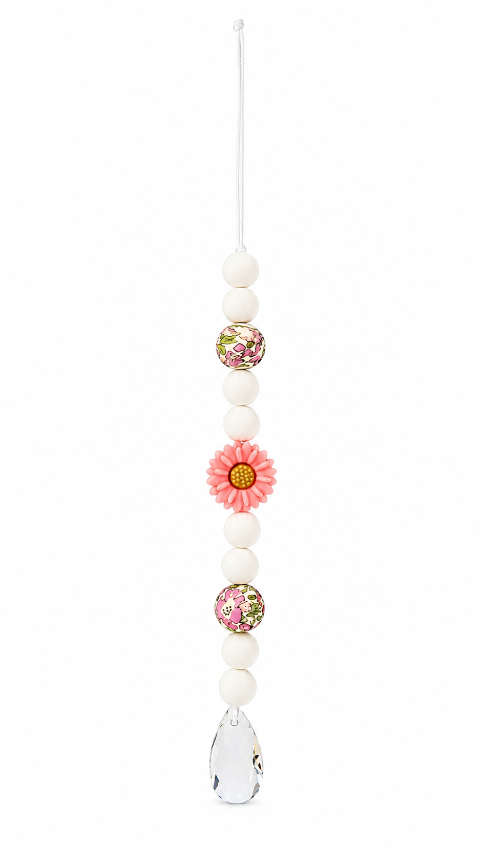 Sonnenfänger mit Kristall & Blume – Fensterdeko aus Glas und Silikon | Regenbogenmacher | 30 cm