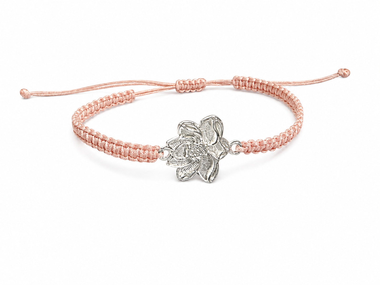 Makramee Armband Lotusblüte – Verstellbares Armband aus Edelstahl | Boho Schmuck | 38 Bandfarben | 5 Größen