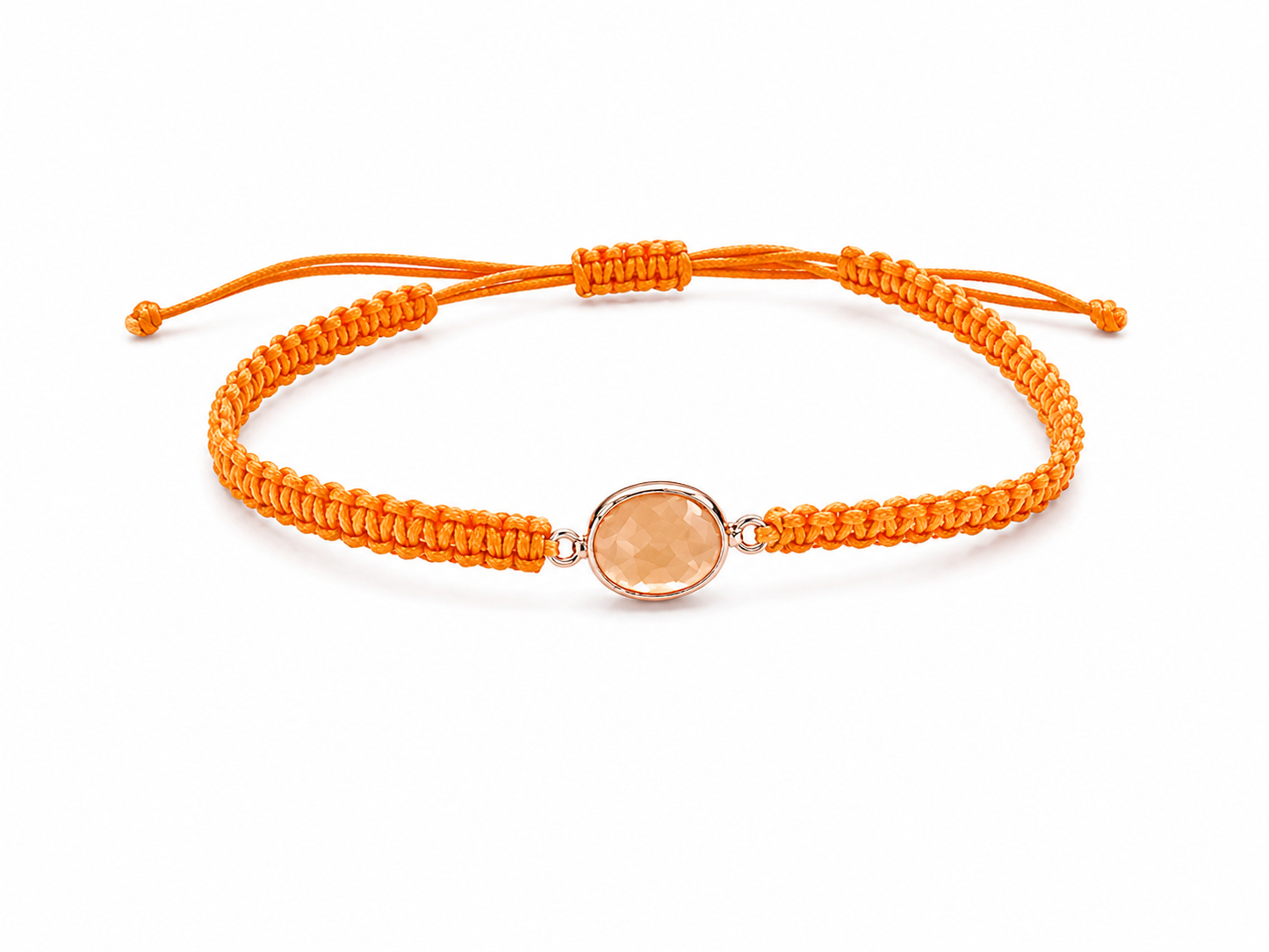 Makramee Armband mit Glasstein – Verstellbares Edelstahl Armband in Roségold | Boho Schmuck | 38 Bandfarben | 5 Größen