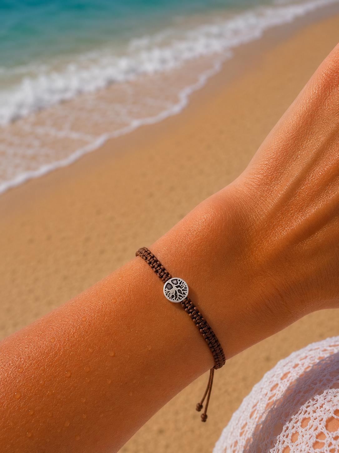 Makramee Armband Lebensbaum – Verstellbares Edelstahl Armband | Baum des Lebens | Boho Schmuck | 38 Bandfarben | 5 Größen