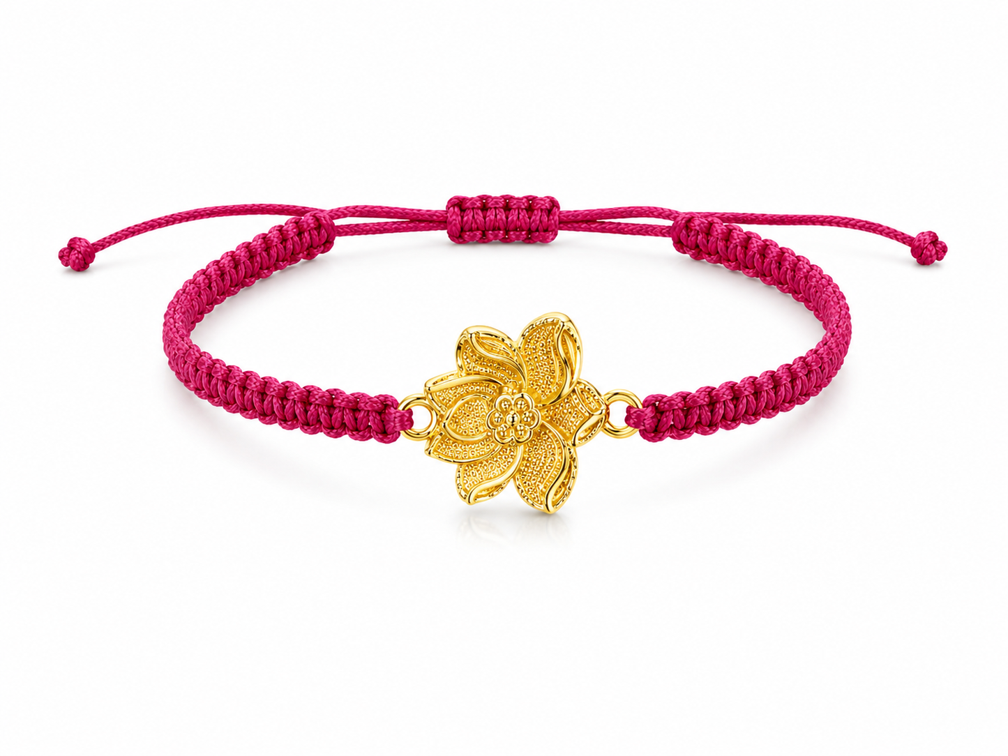 Makramee Armband Goldene Lotusblüte – Verstellbares Edelstahl Armband | Boho Schmuck | 38 Bandfarben | 5 Größen
