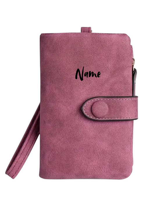 Dreifach gefaltete Geldbörse Lila mit Handschlaufe – personalisierbar & stylisch 💜👜