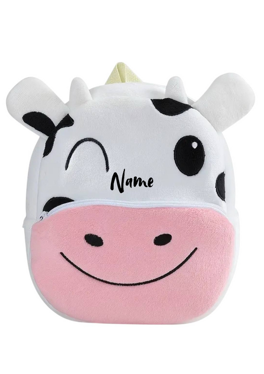 Süßer Kuh-Rucksack Weiß 🐄🎒 | Personalisiert für Kinder | 26 x 24 x 10 cm