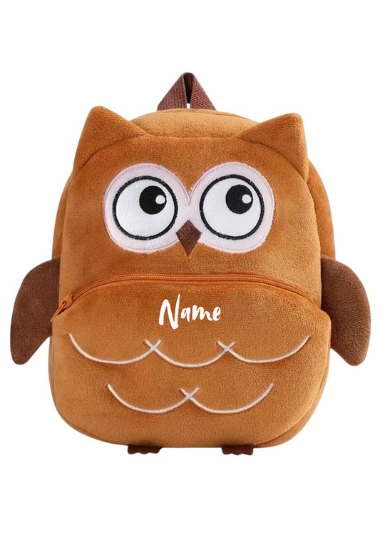 Niedlicher Eulen-Rucksack Braun 🦉🎒 | Personalisiert für Kinder | 26 x 24 x 10 cm