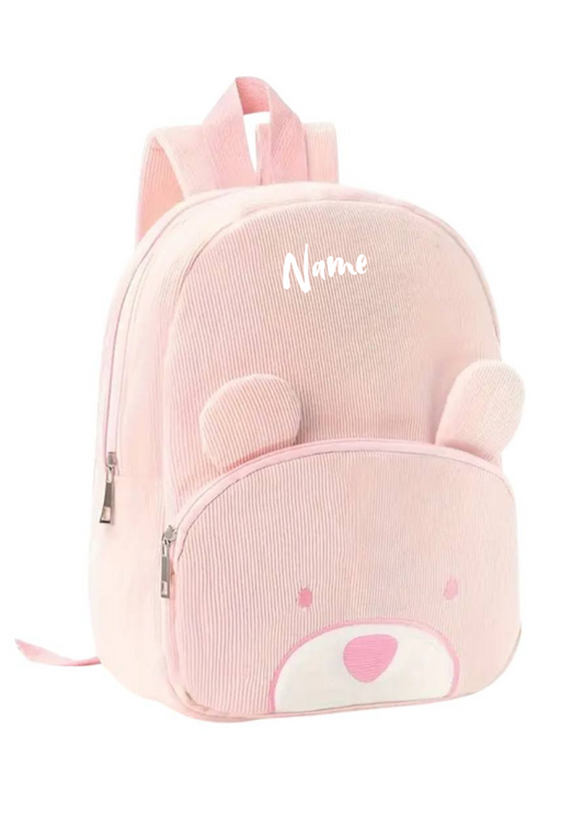 Kinderrucksack Bär Rosa 🐻🎀 | Cordoptik & personalisierbar | Kindergartenrucksack mit Namen