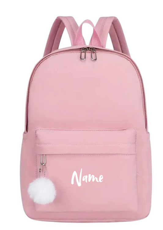 Rosa Rucksack mit Weißem Bommel 🎒🌸 – Stylisch & Personalisiert
