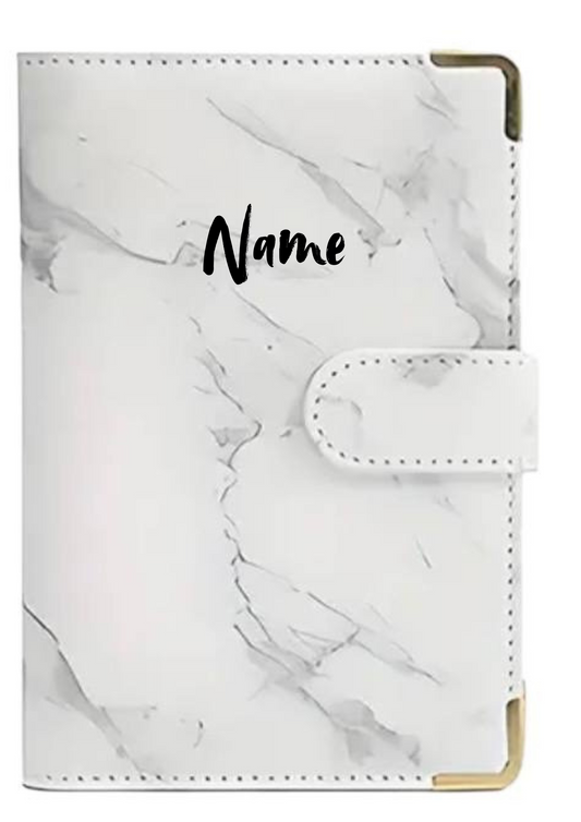 Budgetplaner A6 in Weißer Marmoroptik ✨ – personalisierbar & stilvoll