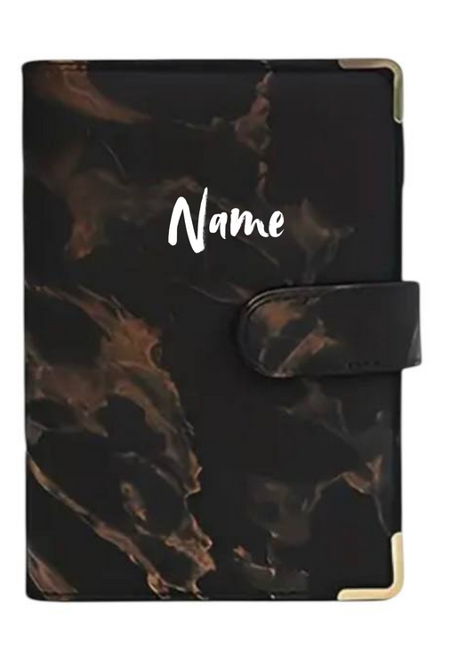 Budgetplaner A6 in Schwarz Marmoroptik 🖤 – elegant & personalisierbar