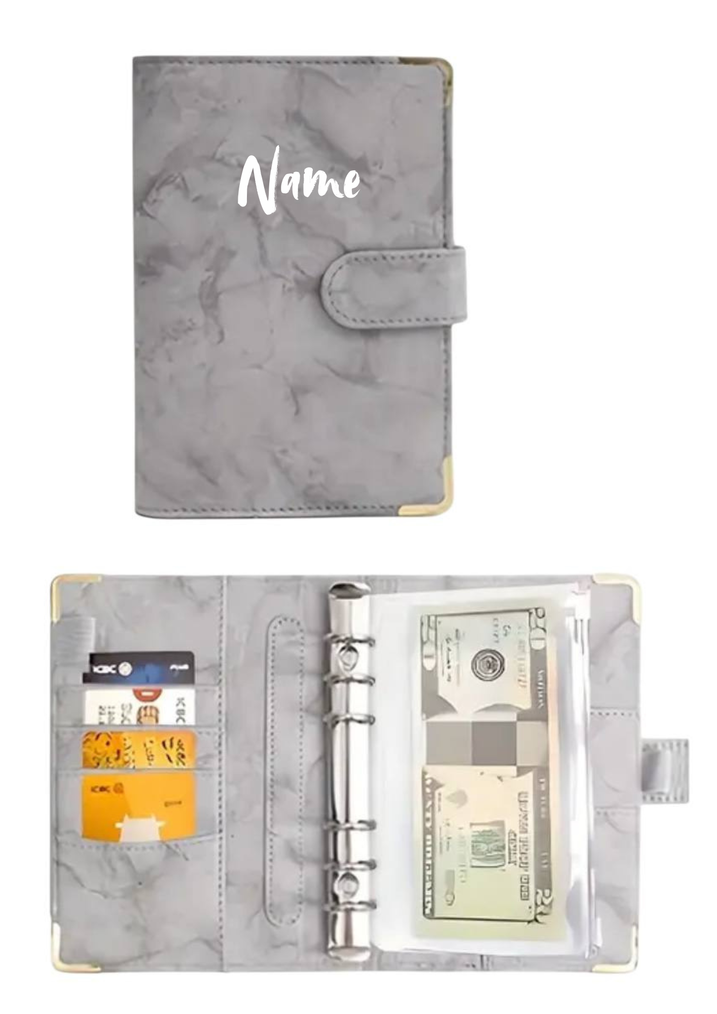 Budgetplaner A6 in Grau Marmoroptik 🪨 – stilvoll & personalisierbar