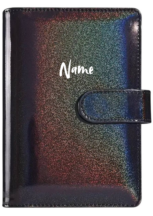 Budgetplaner A6 Schwarz Schimmernd mit Magnetverschluss – personalisierbar | Edler Planer für dein Geldmanagement