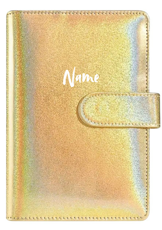 Budgetplaner A6 Gold Schimmernd mit Magnetverschluss – personalisierbar | Eleganter Planer für deine Finanzen