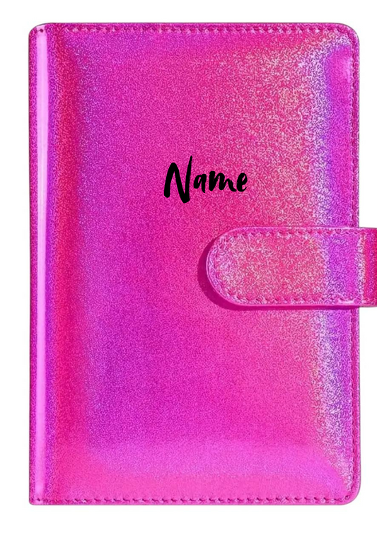 Budgetplaner A6 Pink Schimmernd mit Magnetverschluss – personalisierbar | Stilvoll sparen & planen