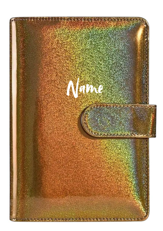 Budgetplaner A6 Braun Schimmernd mit Magnetverschluss – personalisierbar | Elegantes Sparsystem für Zuhause