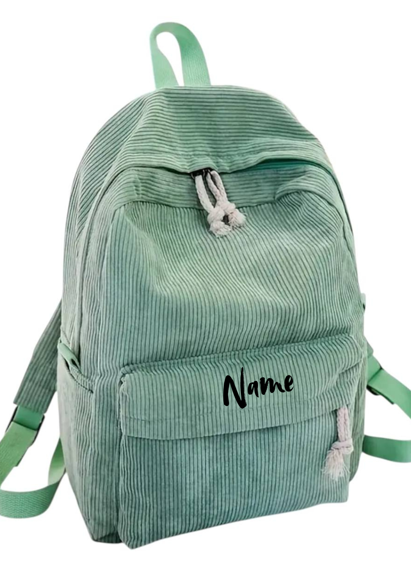 Personalisierter Kindergartenrucksack Cordoptik – Hellgrün | Kita-Rucksack mit Namen